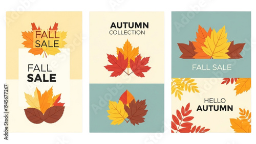 Vibrant autumn leaves are displayed for a fall sale promotion indoors.