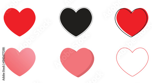 Heart Love Icon Set, Like Favorite Symbol Vector Icons in Solid, Outline and Gradient Styles