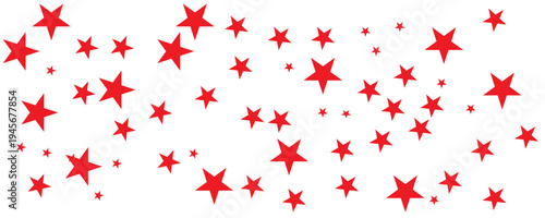 seamless pattern with red stars shiny glittering on transparent background. Twinkle star vector png confetti pattern. 