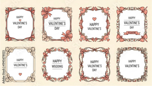 Valentine's Day celebration with various heart-shaped decorations and cards