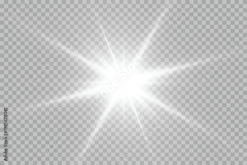 Starry light effect with a soft glow and shimmer. Sunlight glare without rays, isolated on a transparent background. Vector illustration, PNG for overlays and visual effects.