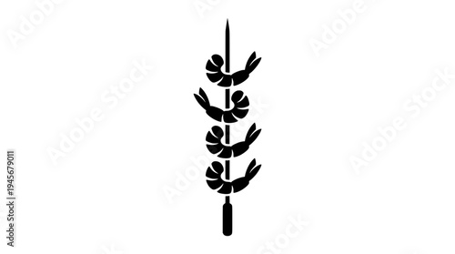 Shrimp Skewer Food Silhouette Vector Icon