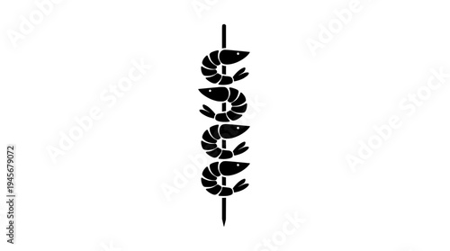Shrimp Skewer Food Silhouette Vector Icon