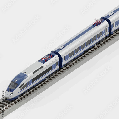 Modern High Speed Train on Tracks.