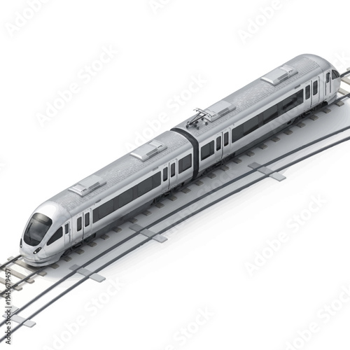 Modern High Speed Train on Tracks.