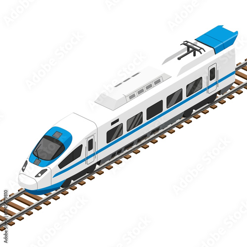 Modern High-Speed Train on Tracks Illustration.