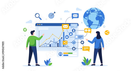 Digital Marketers Analyzing Online Data Global Marketing Strategy