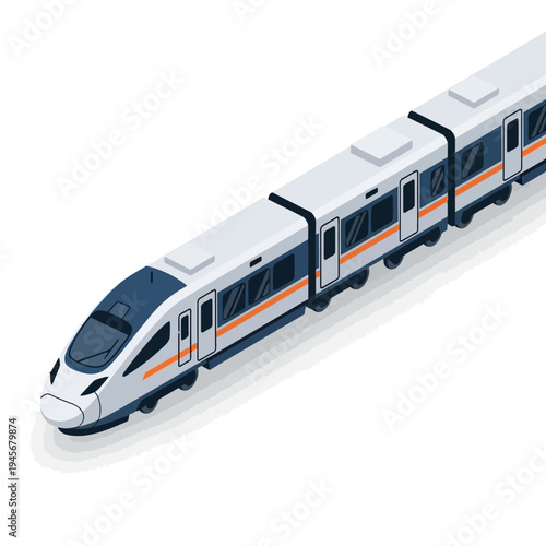 Modern High-Speed Train Traveling on Tracks.