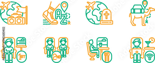 Colorful icons representing various services and activities in modern life