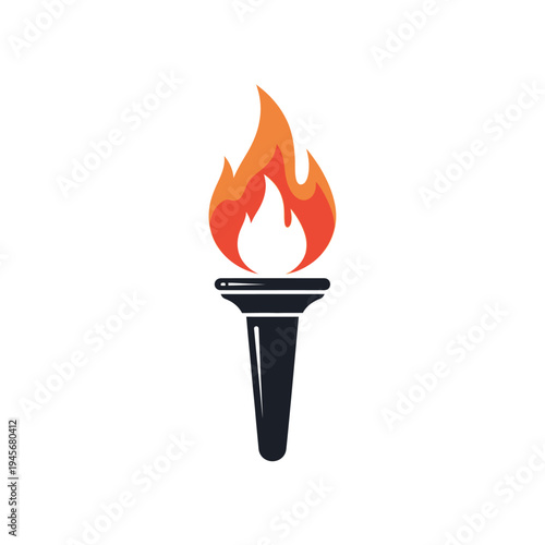Torch icon with flame vector illustration isolated on white background