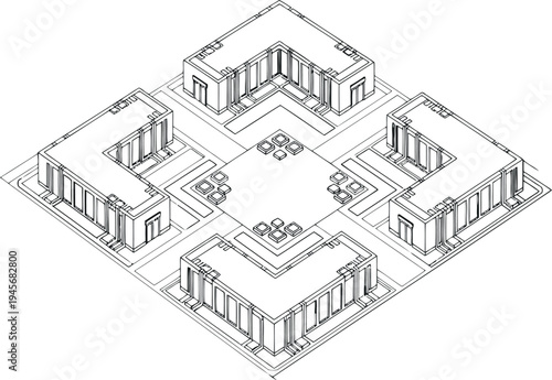 Isolated architectural structure on transparent background