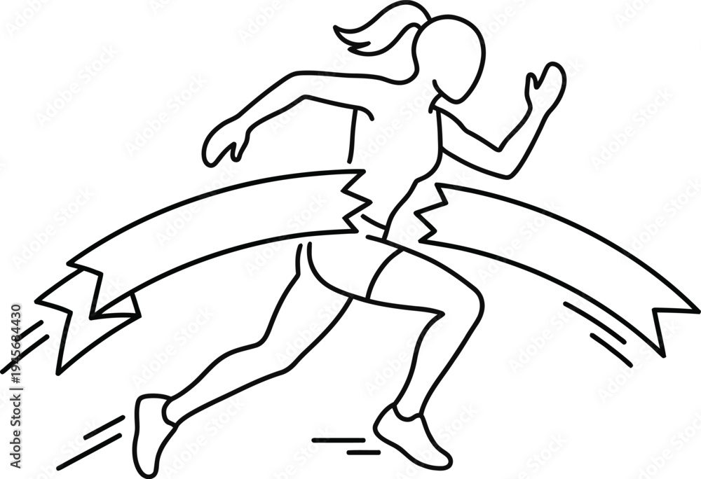 Obraz premium A determined athlete crossing the finish line with a sense of accomplishment