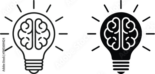 A creative illustration of two light bulbs with brains inside them