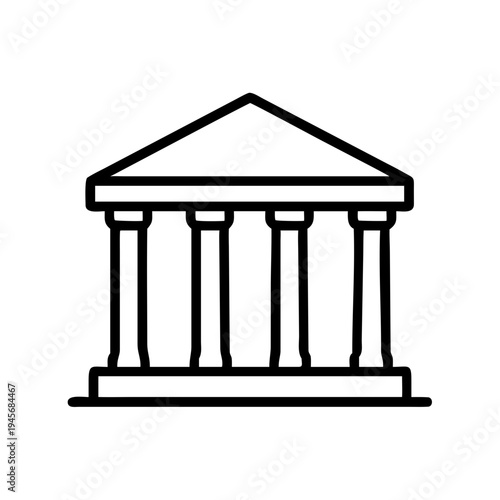Vector illustration of a courthouse building with columns architecture government icon design for web and print