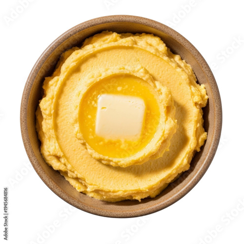 Bowl of creamy polenta with butter