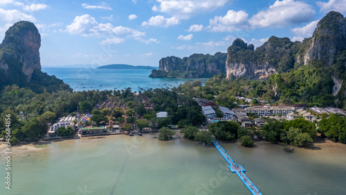East Railay Bay beach Krabi Thailand aerial coastline Andaman Sea