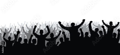 Angry groep of people protest. Cartoon group stickman are protestation, protest, manifestation, protesting, demonstration or activists. Silhouettes of a protesting crowd. Manifestation concept