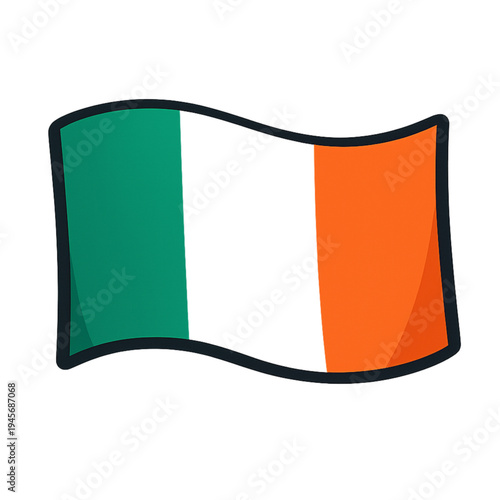 Stylized Irish Flag with Neon Glow on Black