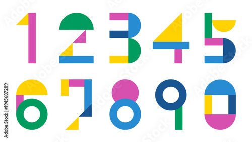 Colorful Geometric Number Set 1–10 Modern Abstract Vector Illustration