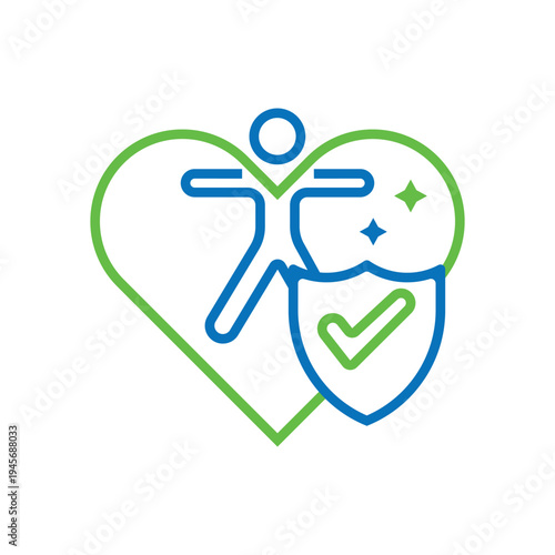 Self care protection symbol. People check health and love line icon vector 