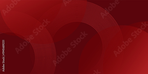 Abstract red background with glowing curve lines. Modern shiny red gradient geometric circle lines pattern. Futuristic concept. Suit for banner, brochure,