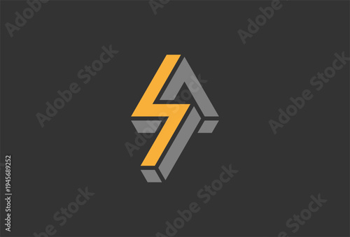 Initial Letter A Lightnig Bolt Logo design, vector illustration