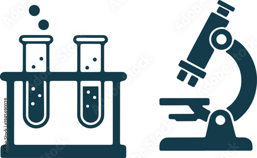 Scientific exploration with test tubes and microscope illustration