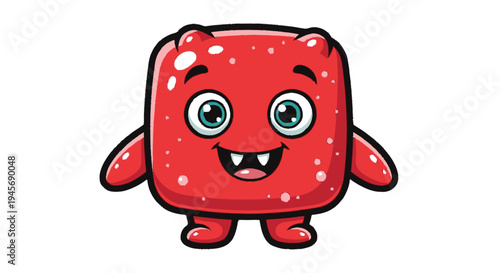 Red Cartoon Character with Big Smile.