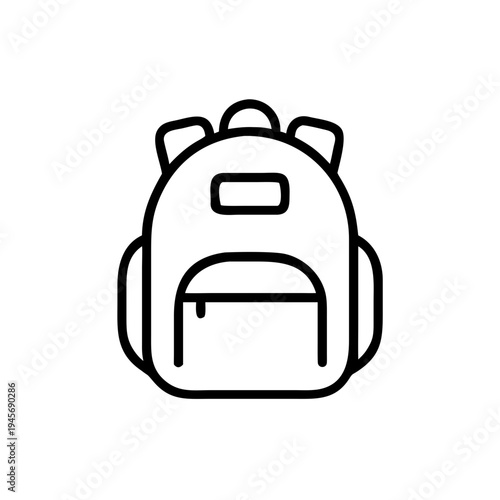 Backpack travel bag icon for school hiking camping and everyday use vector line art minimalist design style