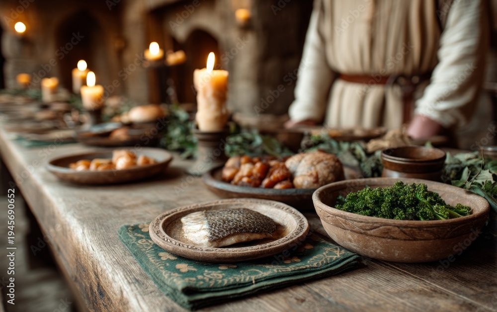 Fototapeta premium Traditional Irish Feast Table with Roasted Dishes