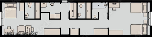 A blurry floor plan image of a building with various rooms isolated on transparent background