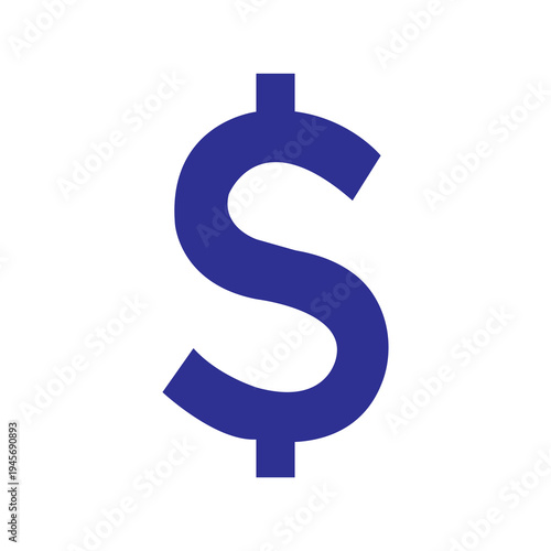 A deep blue dollar sign glyph provides a traditional yet strong visual metaphor for secure banking and corporate fiscal responsibility.