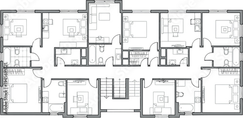 A blurry black and white floor plan image isolated on transparent background