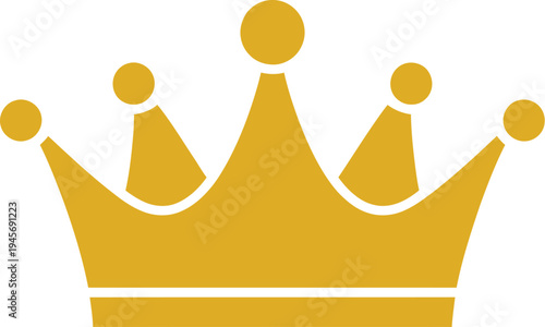 An illustration depicts a gold crown on a white background with pointed tops.