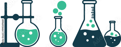 Illustration of classic laboratory glassware used in chemistry experiments
