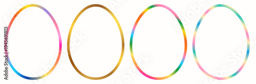 Colorful vector gradient egg shaped frames, cute Easter borders for invitations and greeting cards