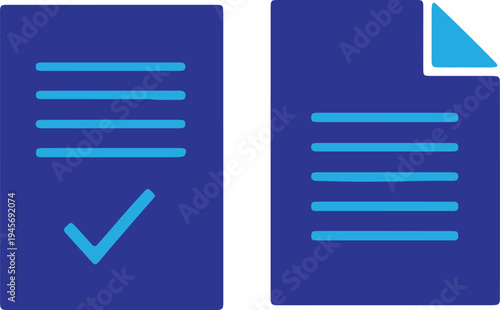 Completed document and partially filled form with checkmark and corner tab
