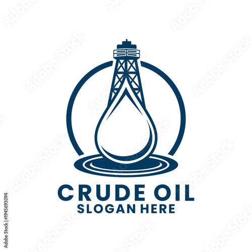 Crude Oil Derrick Drop Logo Energy Industry Vector Icon.Oil logo design vector template