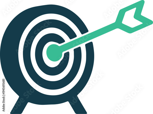Precision target hit by a glowing arrow in the center ring of a bullseye