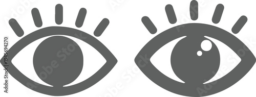 Two stylized eyes with and without a tear drop illustration