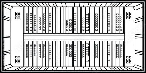 Isolated technical drawing of a microchip design on transparent background