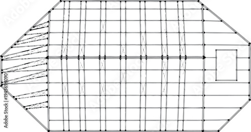 Octagonal grid pattern with irregular lines on isolated on transparent background