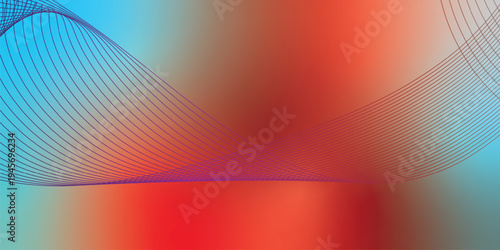 Glowing maroon, navy, red and azure light trails curving through a dark atmospheric space with scattered sparkling micro particles, modern digital technology background, vector style