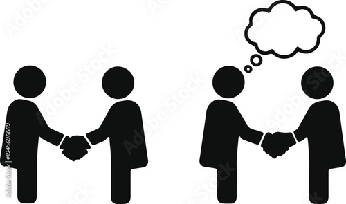 Two contrasting handshake scenarios with differing communication dynamics
