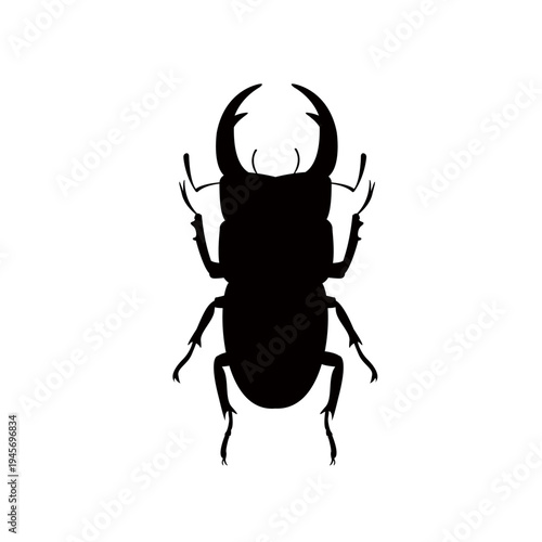 クワガタのシルエットイラスト　シンプル　昆虫素材