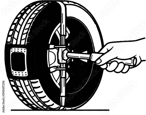 Hand tightening lug nuts on a vehicle tire with a socket wrench