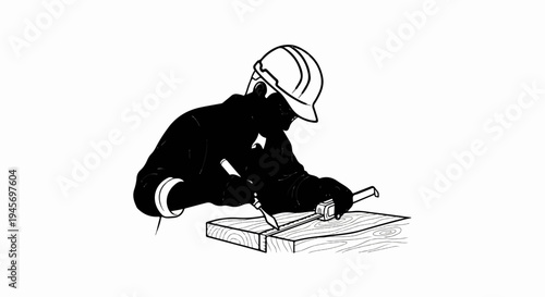 Skilled artisan carves wood with precision using tools and protective gear