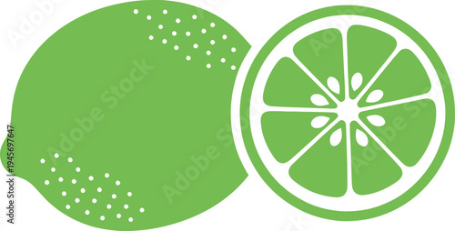 Minimalist lime vector illustration with seeds and dotted texture for simple food branding design art