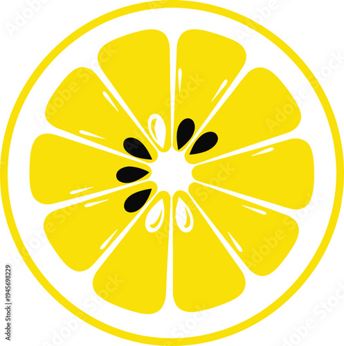 Lemon slice cut in half with seeds. realistic vector illustration of refreshing citrus fruit