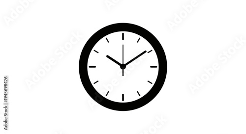 Simple Clock Face Icon, Time Management Concept, Minimalist Design